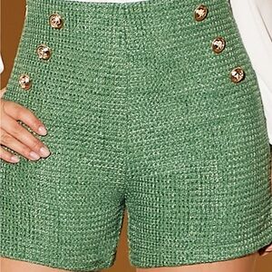 Green High-Waisted Women's Shorts, Size L